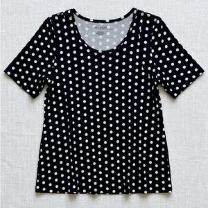 Lane Bryant Black & White Polka Dot Short Sleeve Tee